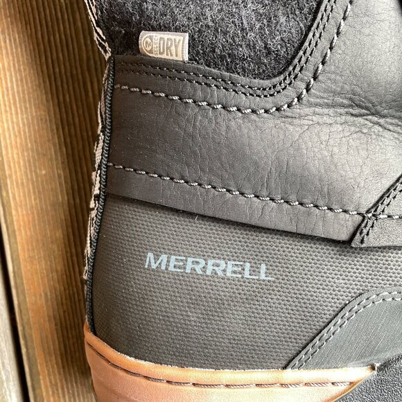 NIB Merrell Slyva Mid Lace Waterproof Black Leather Boots - Women's 11 - Picture 6 of 12